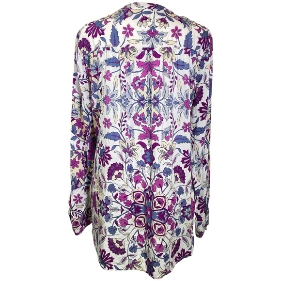 Old Navy Women's size Medium Purple Floral Hi/Lo Long Sleeve Popover Top Tunic - Picture 5 of 9